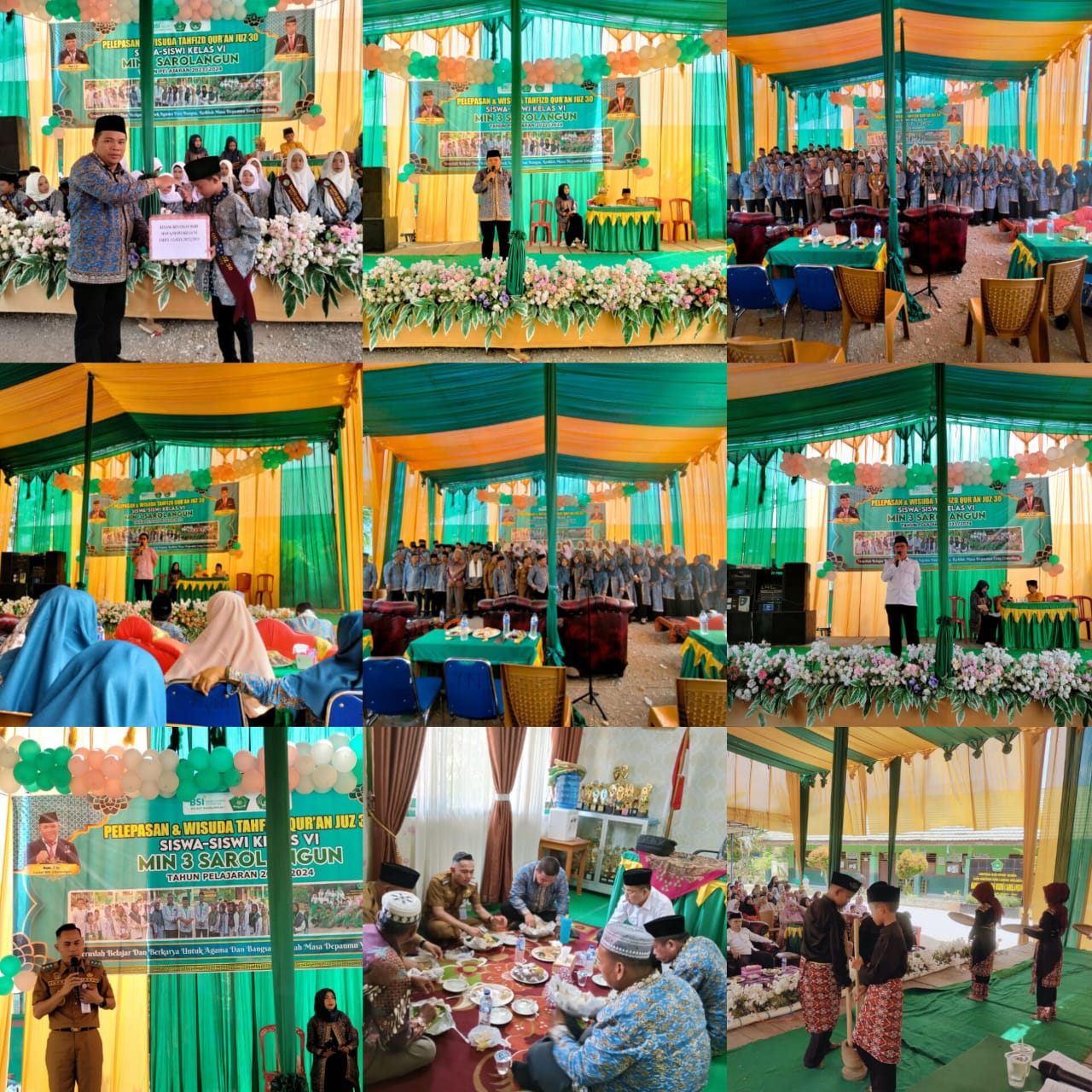 KEGIATAN WISUDA TAHFIZD AL-QURAN SEKALIGUS PELEPASAN PERPISAHAN SISWA/ SISWI MIN 3 SAROLANGUN