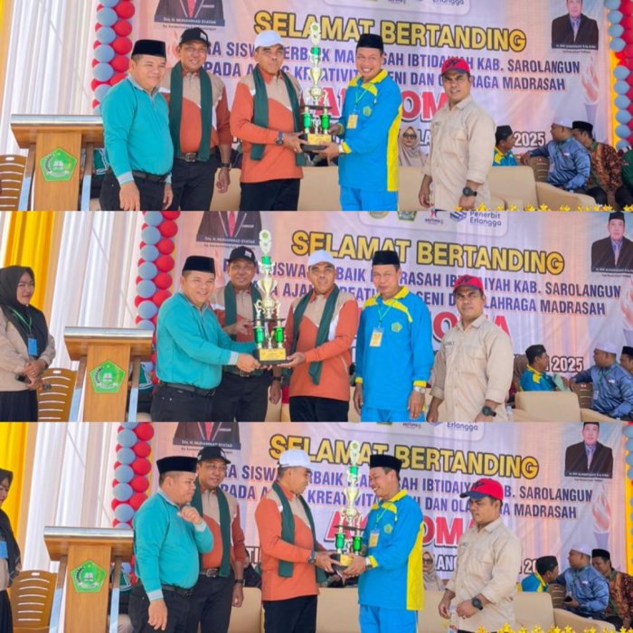 Pembukaan Aksioma 2025 di MIN 1 Sarolangun, Kepala MIN 3 Serahkan Piala Bergilir kepada Kepala Kemenag Sarolangun
