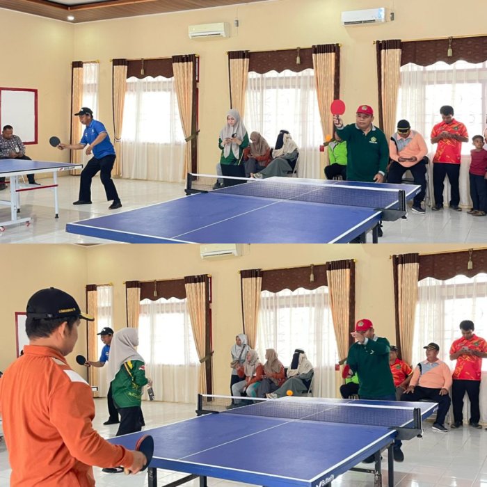 Wujud sinergi kepala madrasah, guru dan staff di sarolangun beradu skill tenis meja di HAB 2025