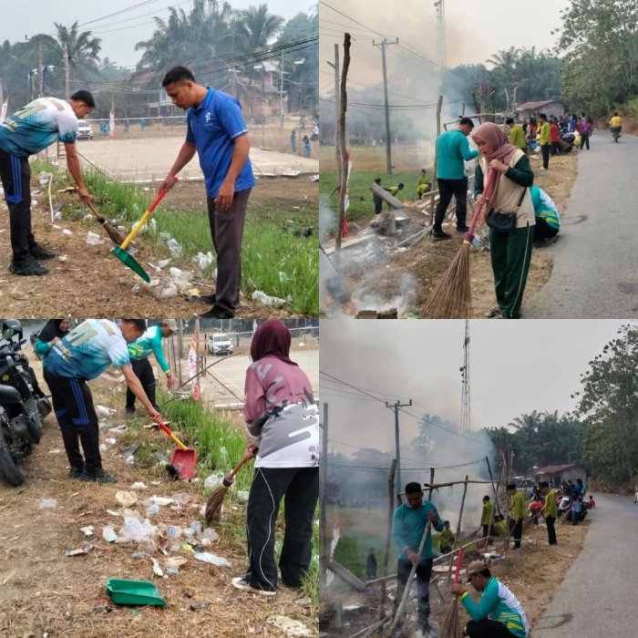 Usai Semarakkan HUT RI, Staf MIN 3 Sarolangun Kompak Gotong Royong Bersihkan Lapangan dan Tugu Pauh